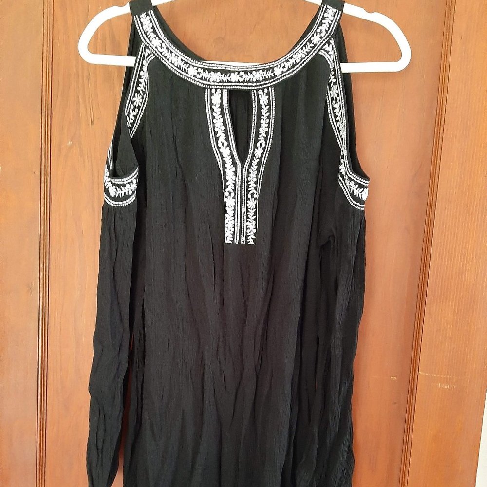 Black/White Swimsuit Cover Up Cold Shoulder XXL